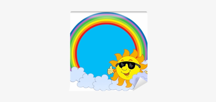 Sun With Cloud In Rainbow Circle Wall Mural • Pixers® - Sonne Wolken Clipart, transparent png download