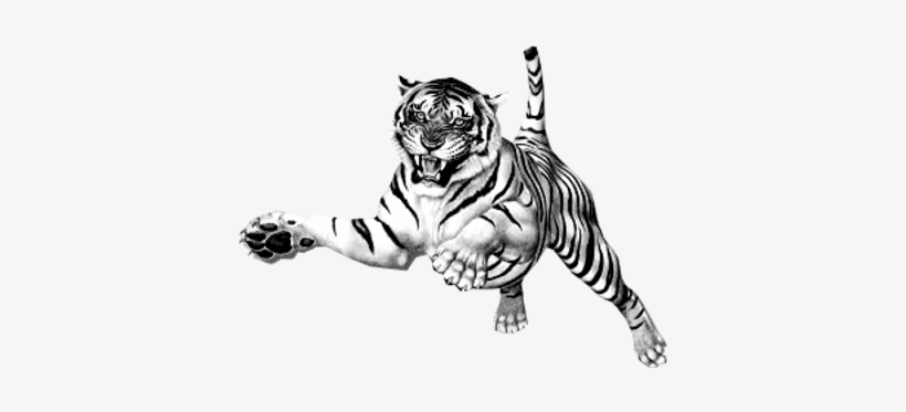 Jumping Tiger Clipart Tiger Picture Black And White Transparent Background Transparent Png 400x400 Free Download On Nicepng