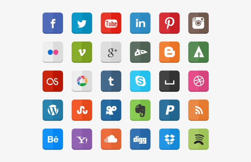 Social Media Icons Flat - Icon, transparent png download