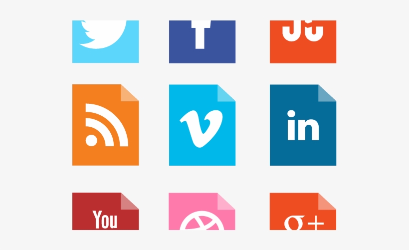 A Large Corner Folded Social Media Vector Icon Set - Vimeo, transparent png download
