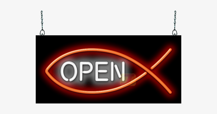 Christian Fish Open Neon Sign - Neon Sign, transparent png download