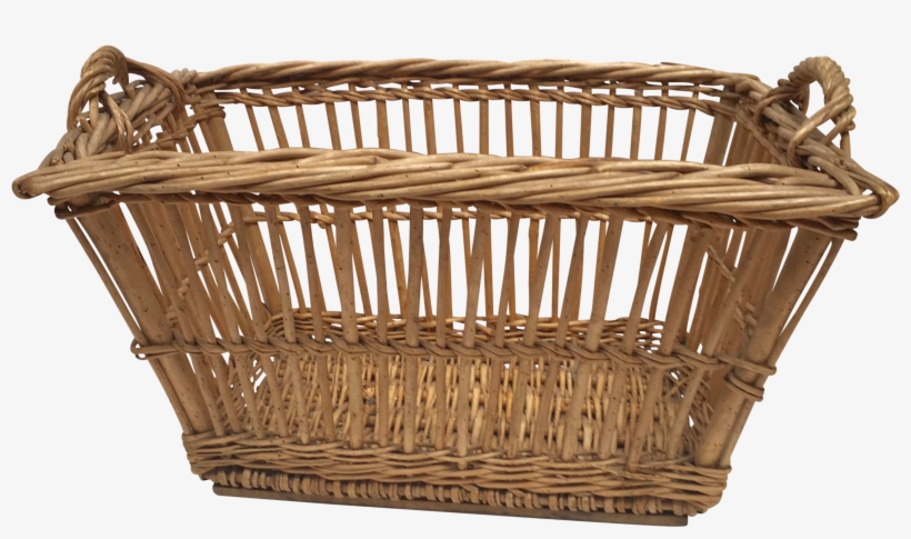 1900s French Woven Wicker Laundry Basket - Basket, transparent png download