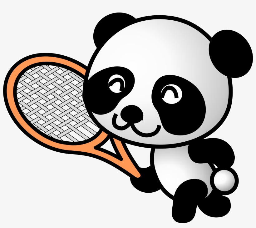 Free Panda Clipart - Panda Tennis, transparent png download
