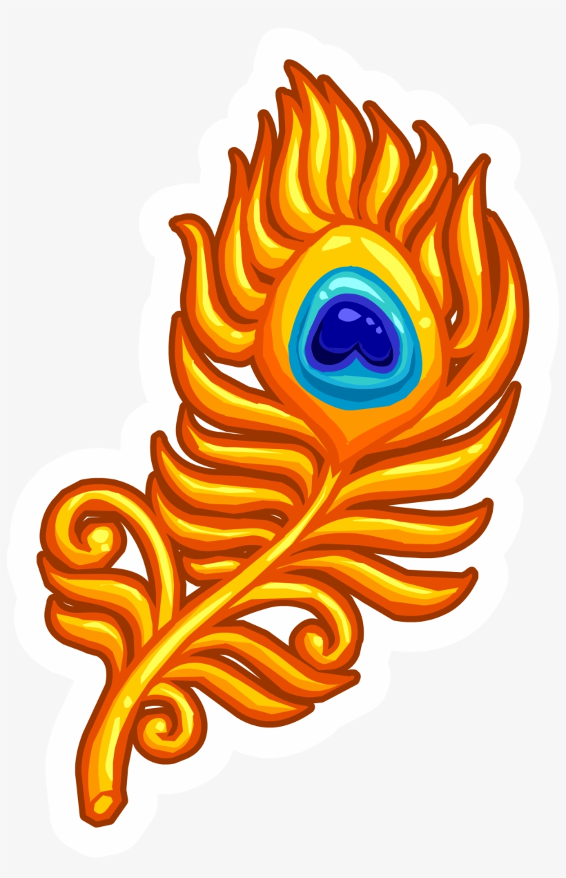 Gold Feather Pin - Club Penguin Feather Pin, transparent png download