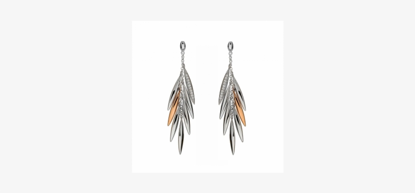 Your - Sterling Silver & Rose Gold Feather Drop Earrings., transparent png download