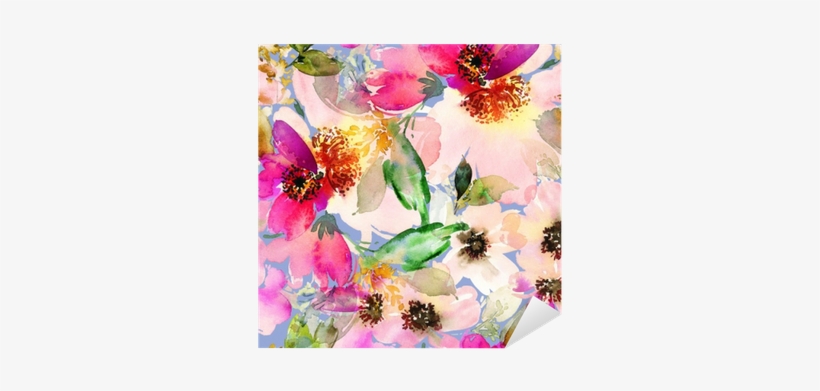 Seamless Summer Pattern With Watercolor Flowers Handmade - Watercolor Painting, transparent png download