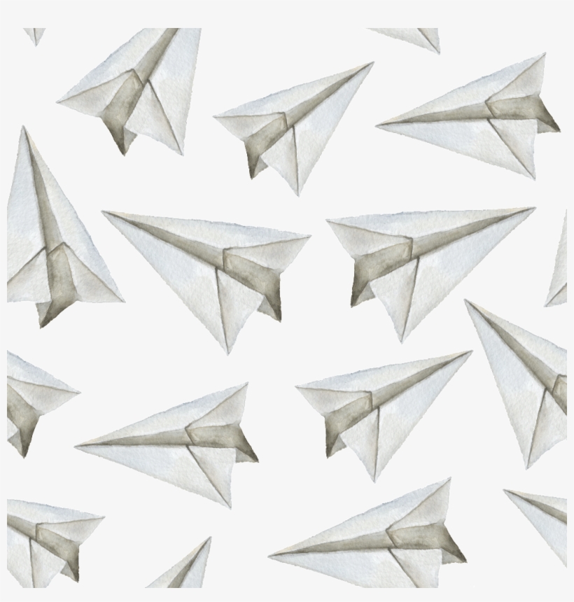 Hand Painted Origami Airplane Background Pattern Png - Рисунок Самолет На Прозрачном Фоне, transparent png download