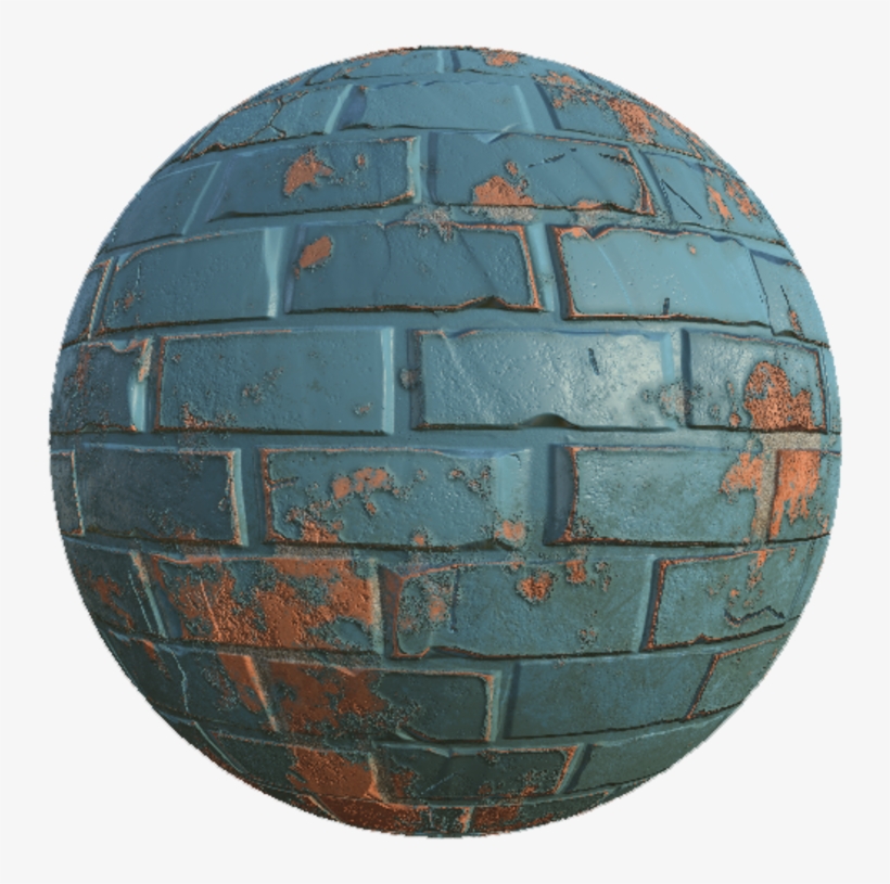 Damaged Painted Brick Wall - Sphere, transparent png download
