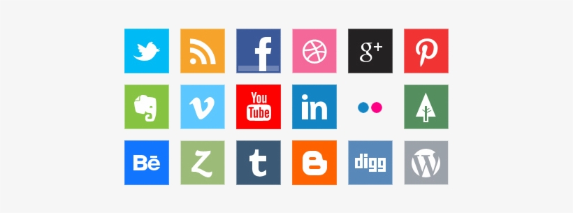 Social Icons Png File - Share On Social Media Buttons, transparent png download