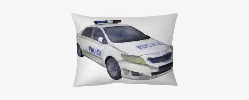 Watercolor Sketch Of Police Car On White Background - Police Car, transparent png download