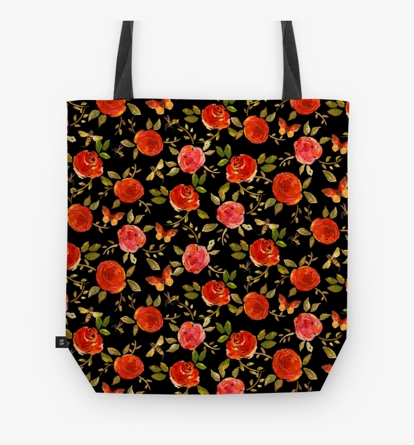 Bolsa Dark Flowers - Watercolor Painting, transparent png download