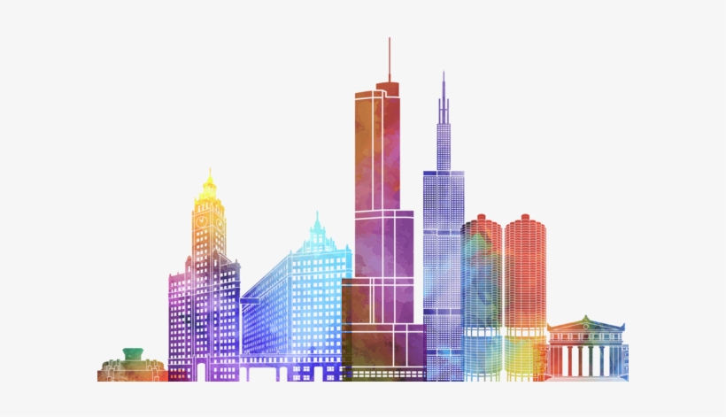 Chicago Transparent Watercolor - Watercolor Painting, transparent png download