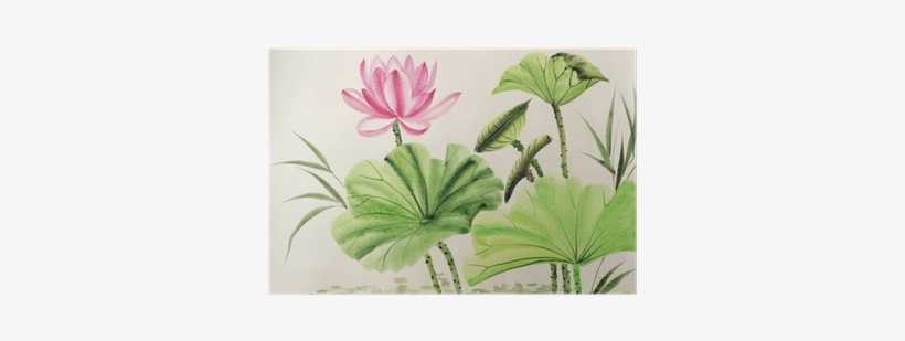 Watercolor Painting Of Pink Lotus Flower Poster • Pixers® - Art Print: Surovtseva's Watercolor Painting Of Pink, transparent png download