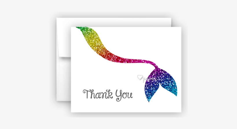 Rainbow Mermaid Tail Thank You Cards Note Card Stationery - Stationery, transparent png download