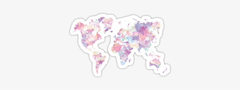 'watercolor Earth' Sticker By P H - Pastel Watercolor World Map, transparent png download