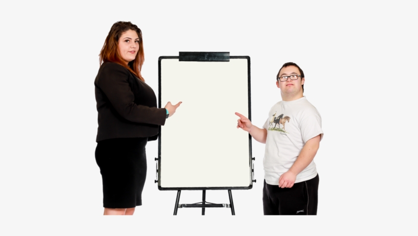 Two People Standing In Front Of A Flipchart - Whiteboard, transparent png download