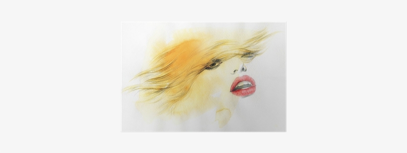 Beautiful Woman Face - Poster: Ismagilova's Beautiful Woman Face. Watercolor, transparent png download
