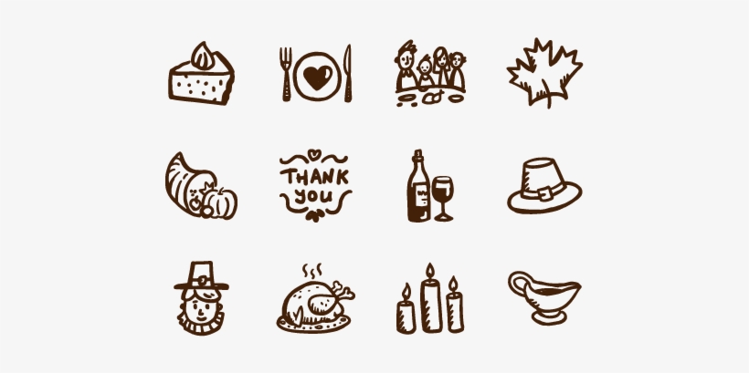 40 Hand-drawn Thanksgiving Icons Cover - Hand Drawn Thanksgiving Icons, transparent png download