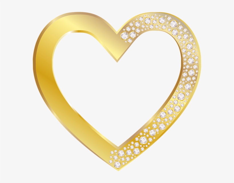 Gold Heart With Diamonds Png Clip Art Image - Gold Heart Transparent Png, transparent png download