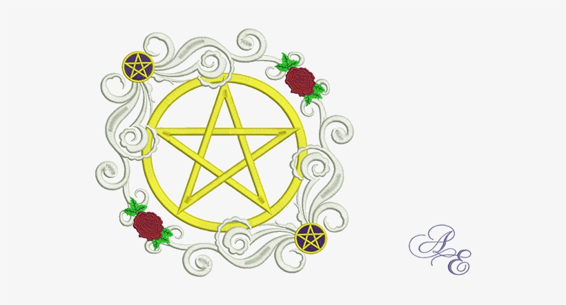 Rose Scroll Pentagram - Pentagram Transparent Clipart, transparent png download