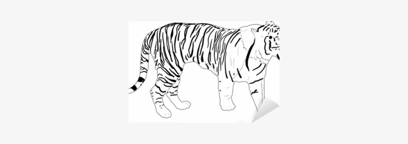 Stripped Tiger Silhouette Isolated On White Sticker - Tiger, transparent png download