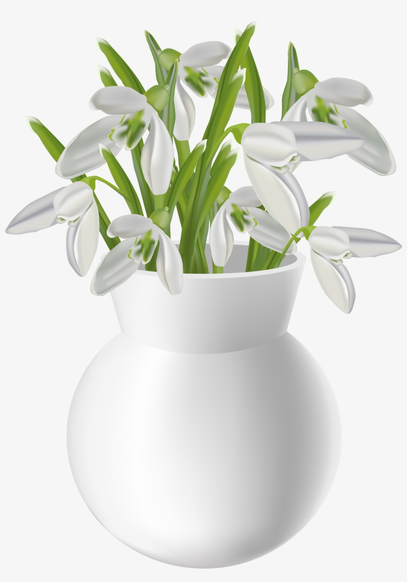 White Flower Vase Png, transparent png download