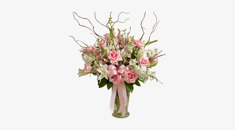 Beautiful Pink White Vase Arrangement In Houston Tx - Pink & White Large Sympathy Vase Arrangement, transparent png download