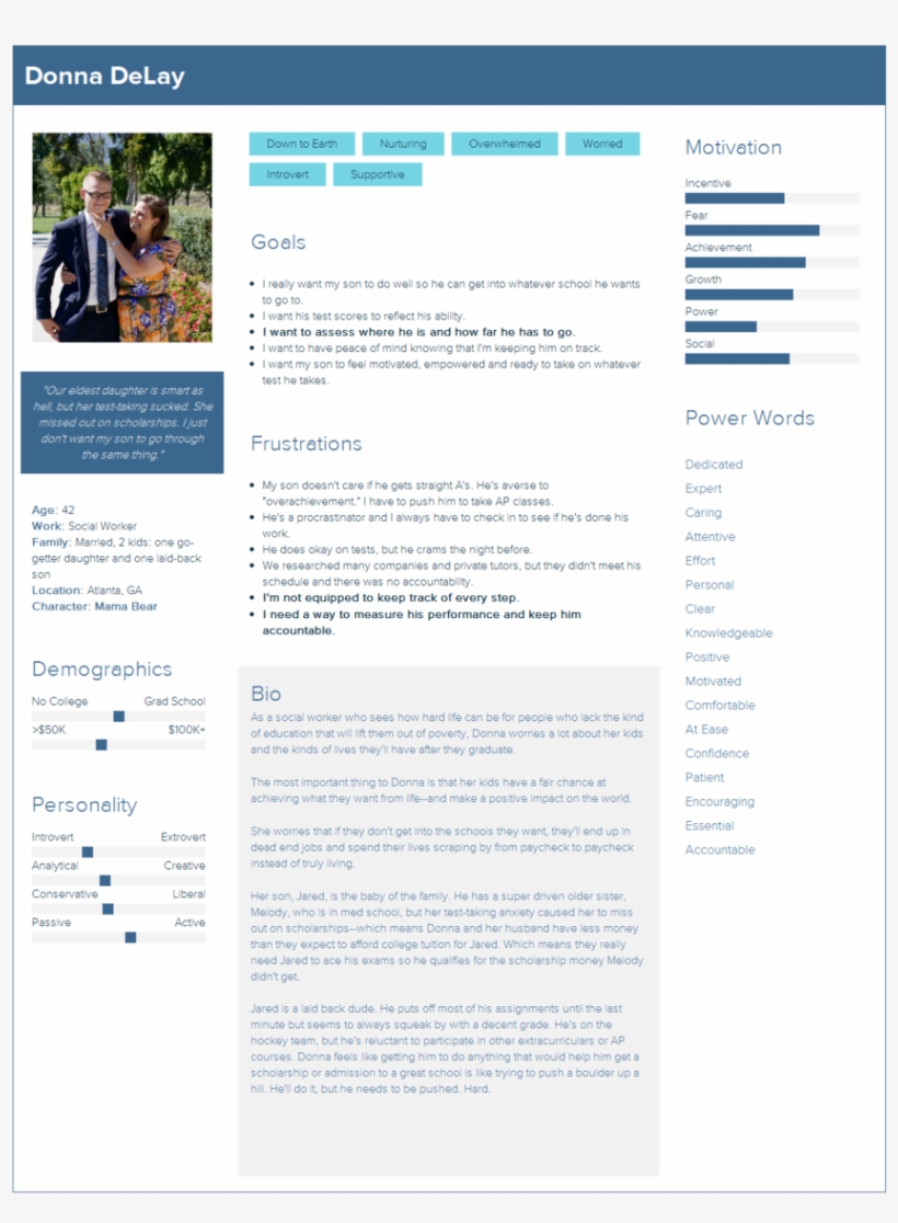 Testive User Personas- Donna Delay, transparent png download