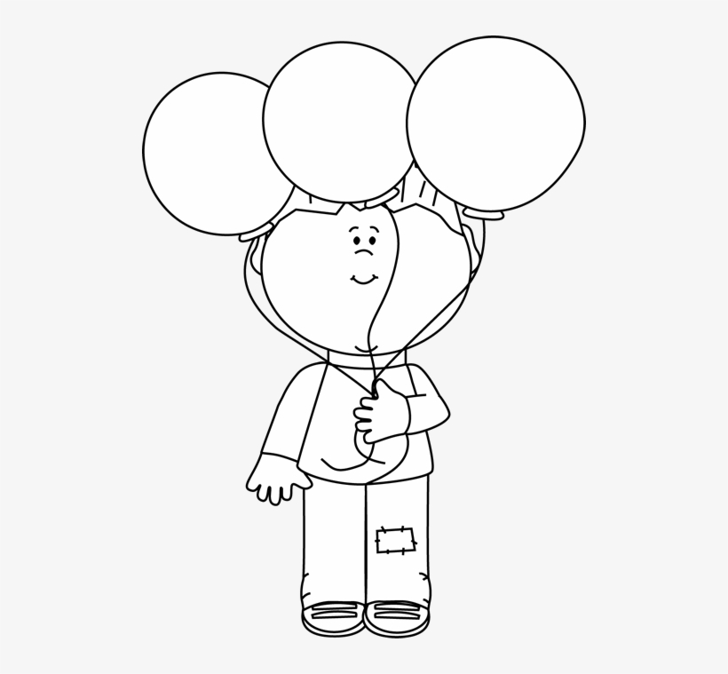 Balloon Clip Art - Boy With Balloons Black And White, transparent png download