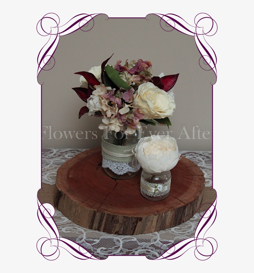 Vine Pastel Rose And Hydrangea Silk Artificial Flower - Rustic Decoration With Burgundy, transparent png download