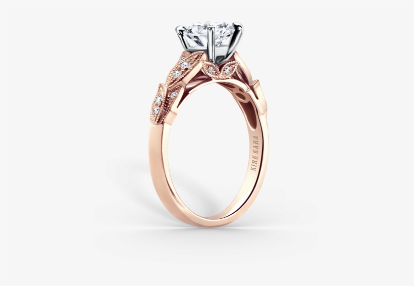 Dahlia, Most Prized Creations 18k Rose Gold Engagement - Unique Leaf Style Round Cut D/vvs1 Diamond Women's, transparent png download