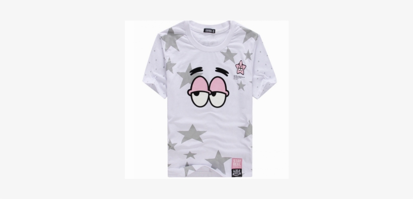 Stay Real Patrick Star Fish Crewneck T-shirt - Cartoon, transparent png download