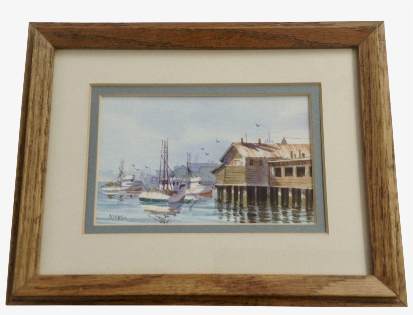 Betsy Jones, Restaurant Down At The Marina Watercolor - Picture Frame, transparent png download