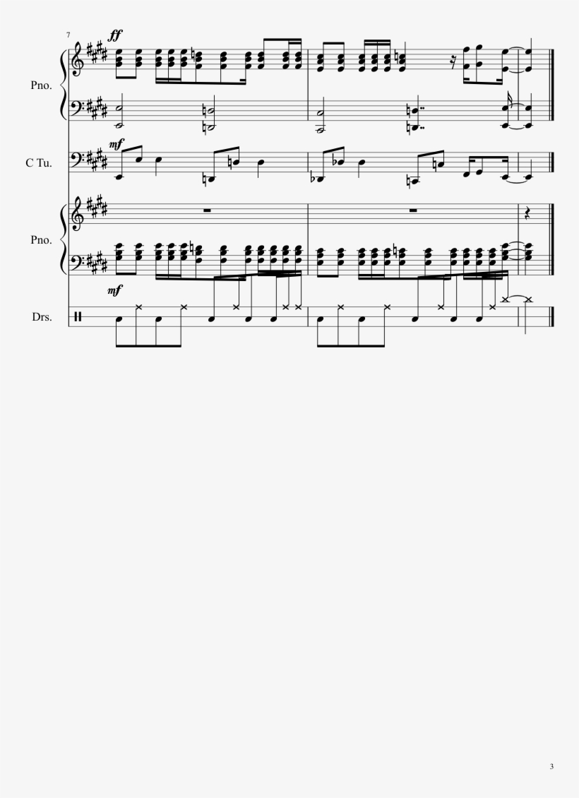 We Bare Bears Theme Sheet Music 3 Of 3 Pages - We Bare Bears Piano Sheet Music, transparent png download
