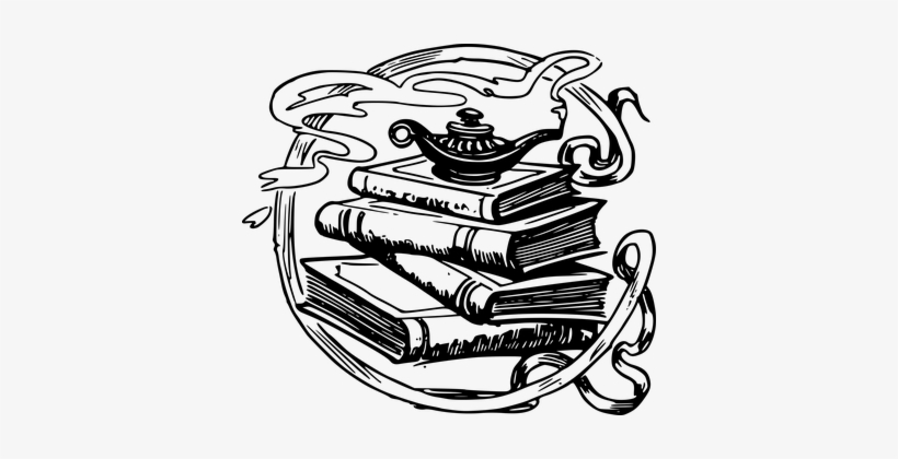 Book Books Circle Icons Genie Jinn Lamp La - Genie Lamp On Book, transparent png download