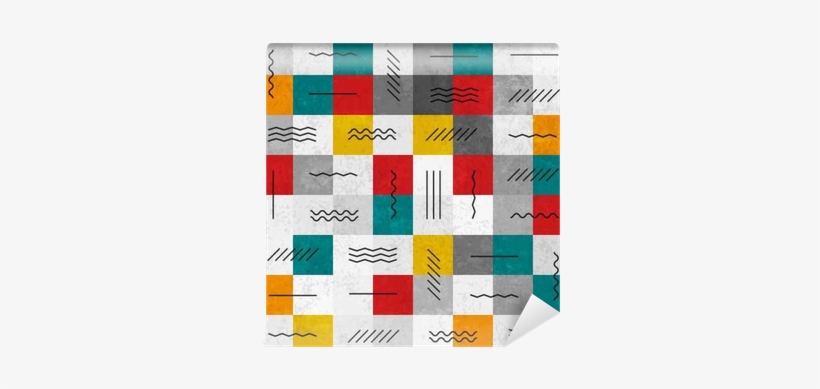 Retro Colors Abstract Seamless Pattern With Geometric - Vinyl Wall Mural, transparent png download