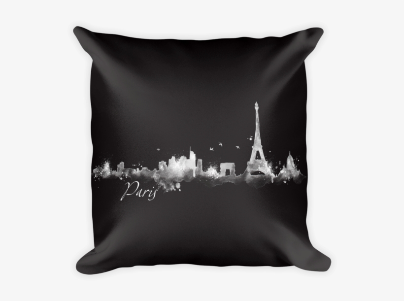 Paris, France Watercolor City Skyline * Black Pillow - East Urban Home 'paris Dark Silhouette' Graphic Art, transparent png download