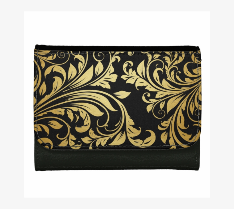 Elegant Black And Gold Floral Damask Wallet For Women - Eşarp Modelleri Siyah Beyaz, transparent png download