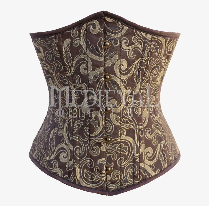 Brown And Gold Brocade Underbust Corset - Waist, transparent png download