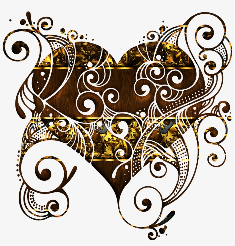 Flourish Heart Gold Plated Romantic Couple Love Designed - Silhouette Heart, transparent png download