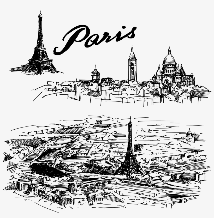 Painting Sketch Of Architecture - Paris Sketch, transparent png download