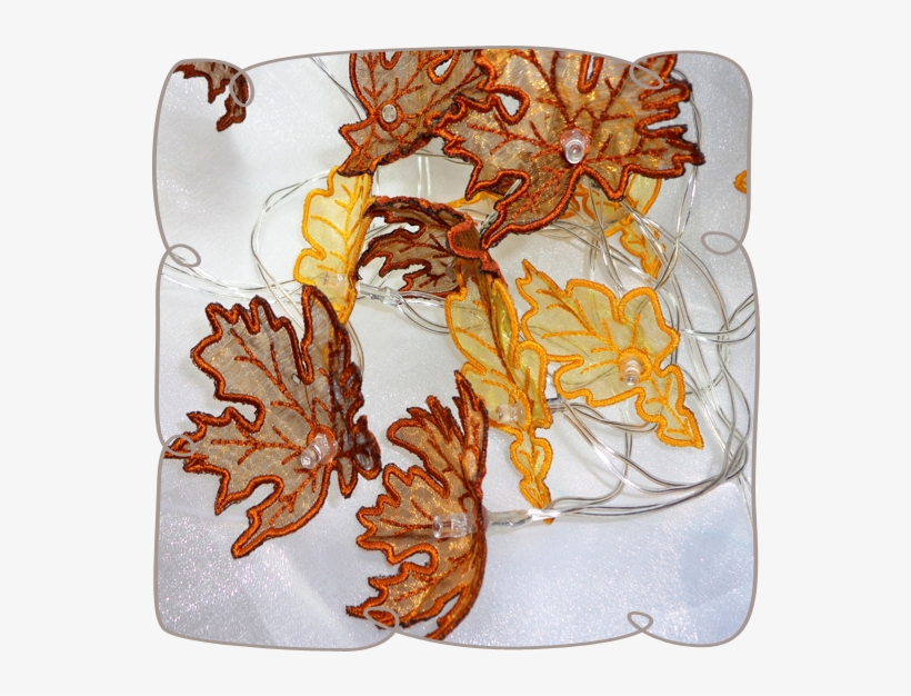 3d Organza Leaves String Lights - Machine Embroidery, transparent png download