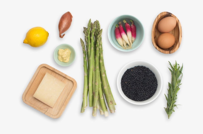 Beluga Lentil & Asparagus Salad With Soft-boiled Eggs, - Shallot, transparent png download