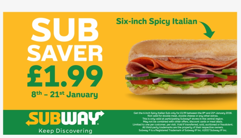 Take Advantage Of The Sub Saver Available At Subway - Fast Food, transparent png download