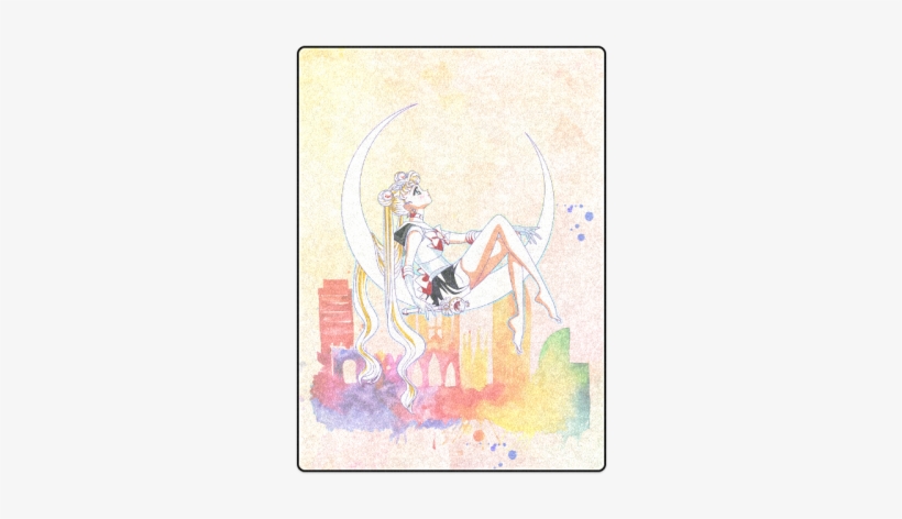 Romantic Moon Blanket - Barcelona Skyline Watercolor Poster - Cityscape Painting, transparent png download