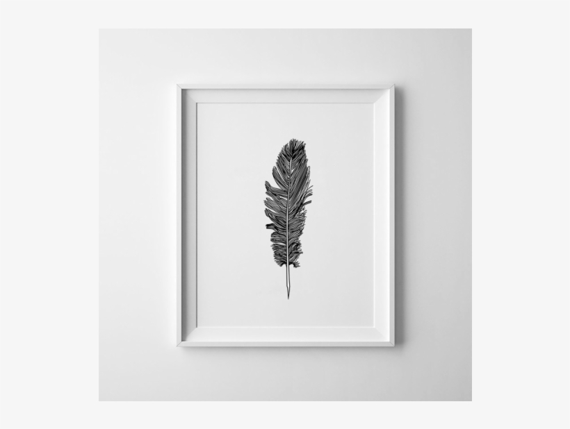 Single Black Feather Wall Print, Wall Decor, Black - Art, transparent png download