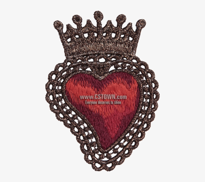 Metallic Thread Red Heart With Crown Fancy Embroidery - Metallic Fiber, transparent png download