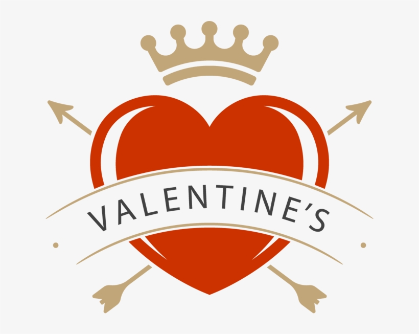 Big Red Heart And Crown With Words Valentine's Symbol - Valentines Crown Png, transparent png download
