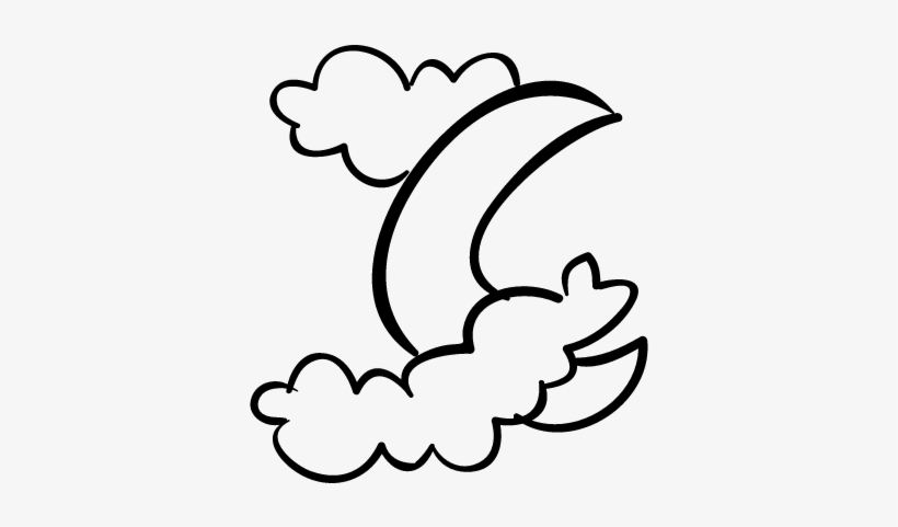 Halloween Cloudy Night Of Crescent Moon Vector - Halloween Moon Drawing, transparent png download