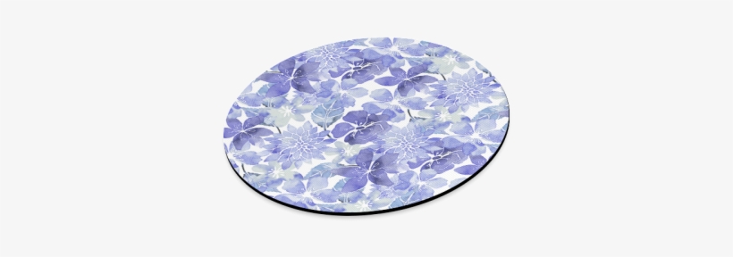 Blue Watercolor Flower Pattern Round Mousepad Blue - Blue Green Watercolor Flower Pattern Notebook - By, transparent png download